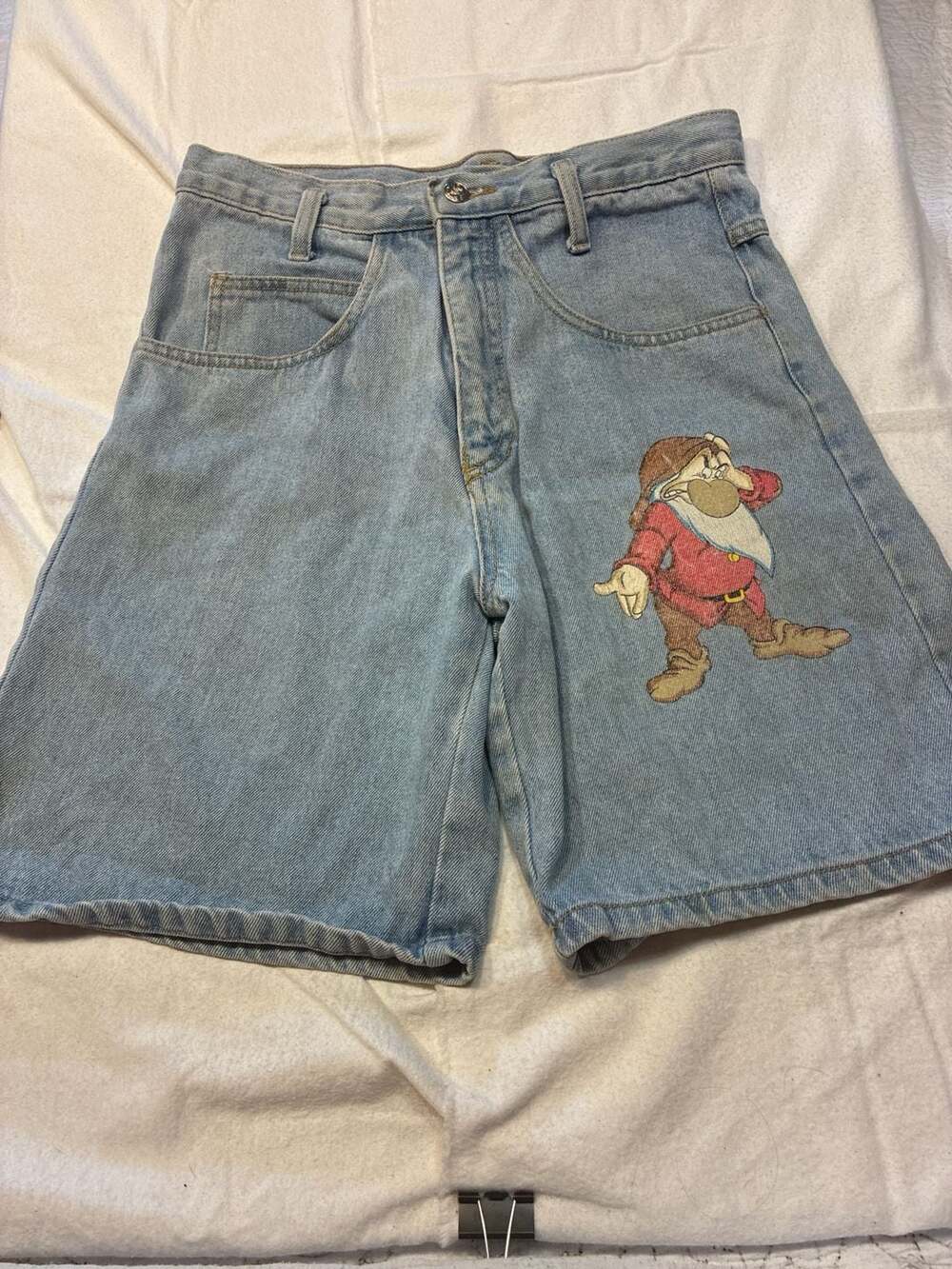 Vintage Disney Snow White Grumpy Denim Shorts Size S Light Wash